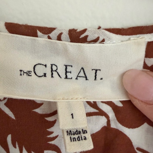 The Great Brown Floral Print V-Neck Short Sleeve Top - Picture 3 of 3